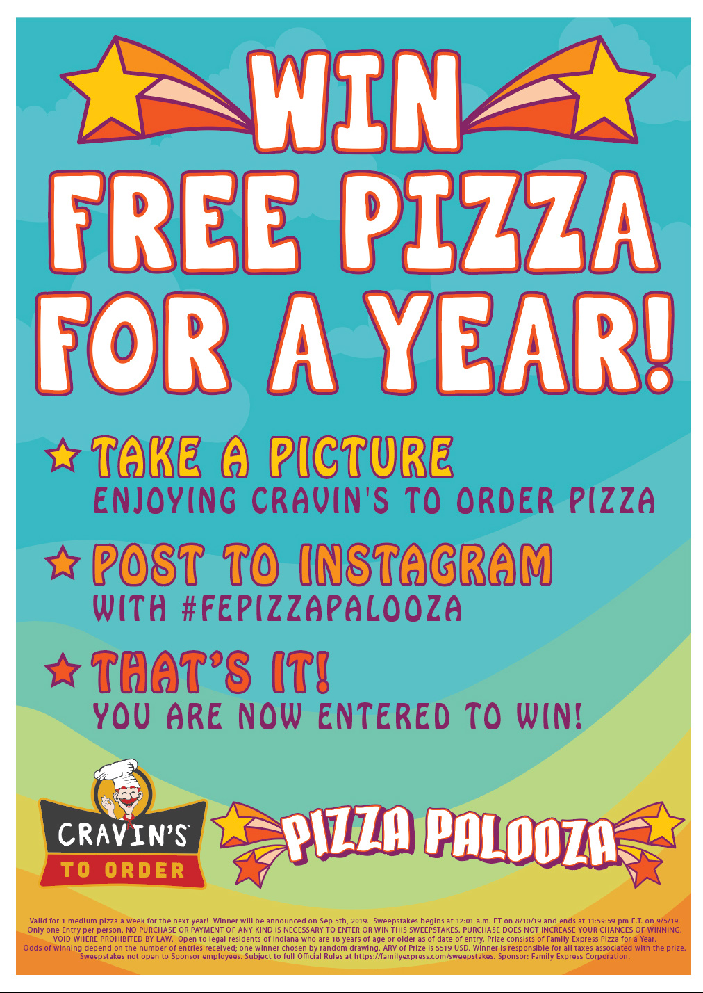Win Free Pizza For A Year!